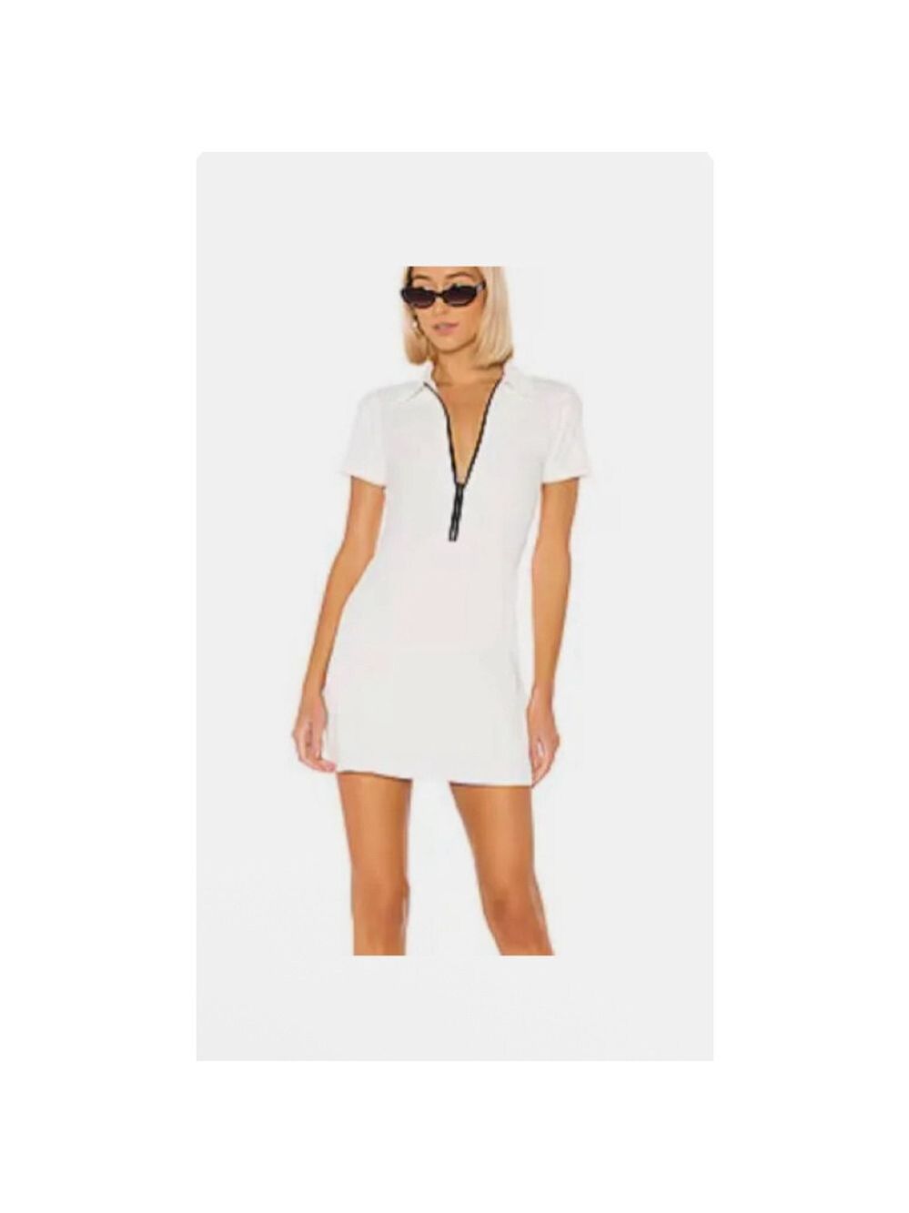 NWOT SOLID & STRIPED White Ribbed Zip Mini Dress L